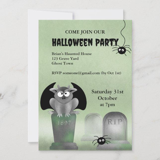 Gargoyle Halloween-fest Invitation Inbjudningar (Framsida)