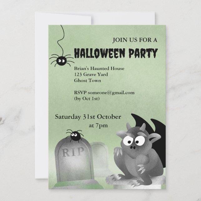 Gargoyle Halloween Party Invitation Inbjudningar (Framsida)