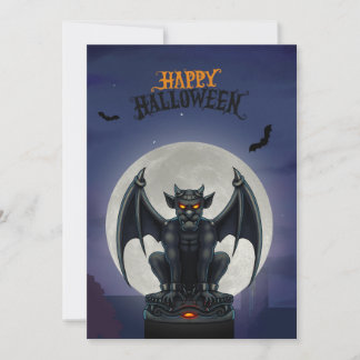 Gargoyle Happy Halloween card Julkort