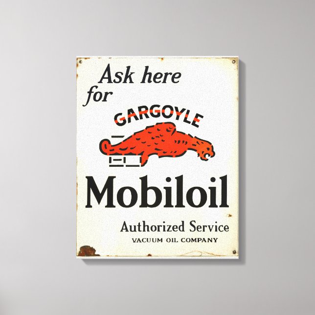 Gargoyle Mobiloil Authorized Service-tecken Canvastryck (Framsida)