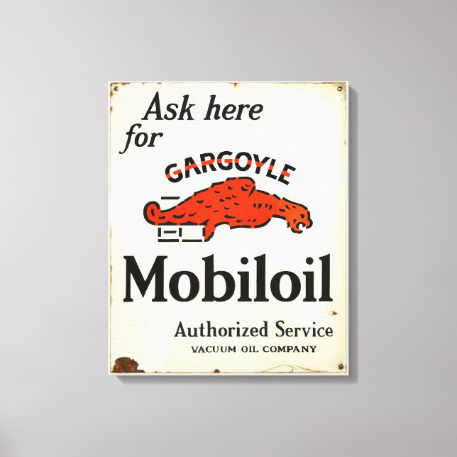 Gargoyle Mobiloil Authorized Service-tecken Canvastryck (Framsida)