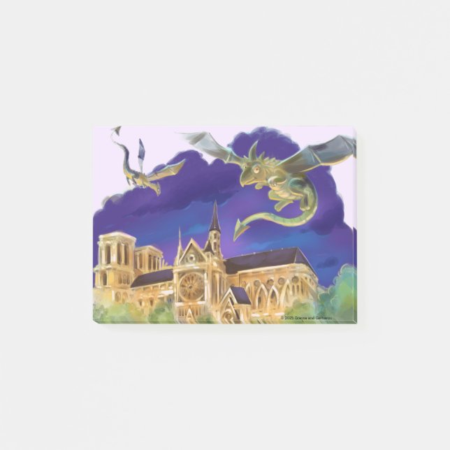 Gargoyle Notre Dame - Paris Anteckningar 4" x 3" Post-it Block (Framsida)