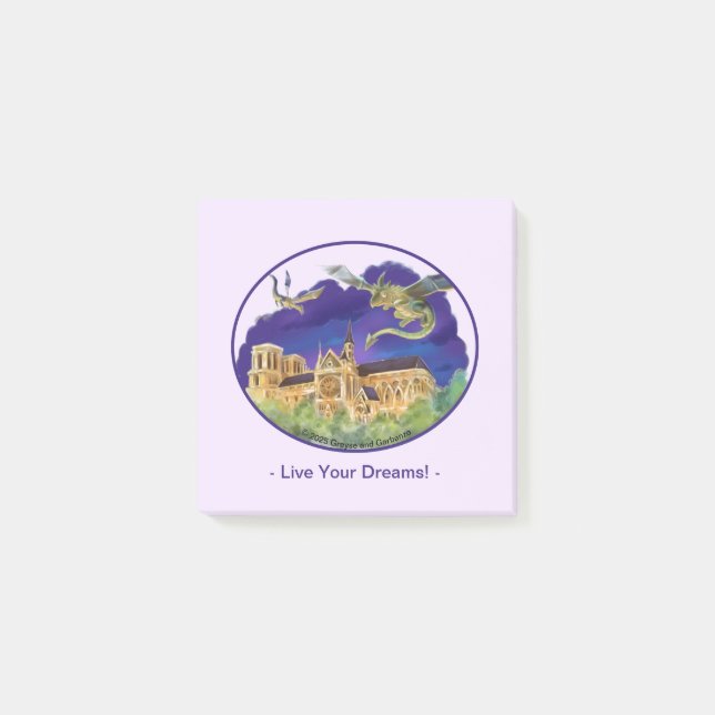 Gargoyle Notre Dame - Paris Drömmar Anteckningar 3 Post-it Block (Framsida)