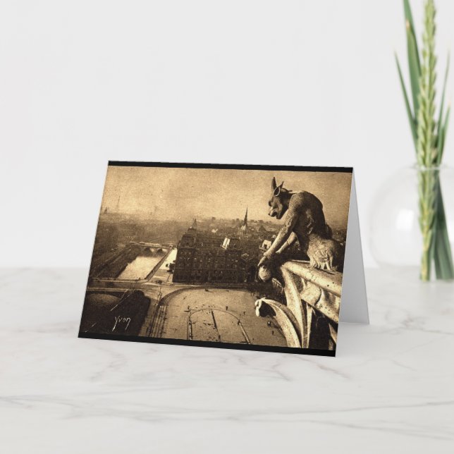 Gargoyle Notre Dame, Paris frankrikevintage 1912 Kort (Framsida)