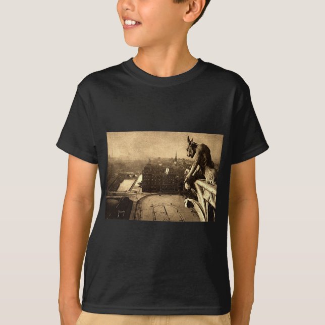 Gargoyle Notre Dame, Paris frankrikevintage 1912 Tee (Framsida)