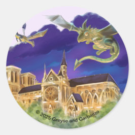 Gargoyle Notre Dame - Paris Klassiska Rundsticker Runt Klistermärke