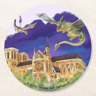 Gargoyle Notre Dame - Paris Pappersunderlägg (6) Underlägg Papper Rund