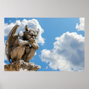 Gargoyle och Clouds Poster