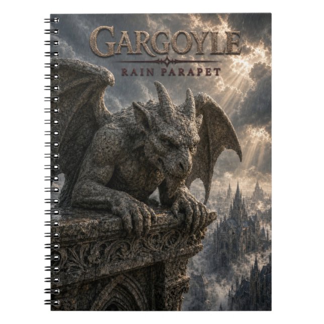 Gargoyle Regn Bröstning Mörk Bio Anteckningsbok (Framsidan)