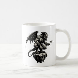 Gargoyle sitta vid sten kaffemugg