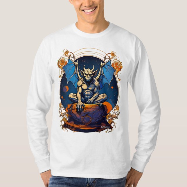 Gargoyle-skjorta, fantasi-skjorta, medeltida skjor t shirt (Framsida)
