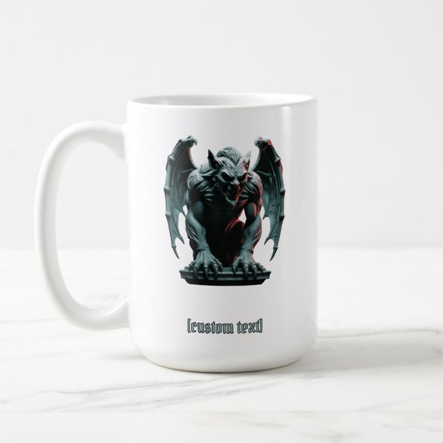 Gargoyle Statue - Anpassningsbar Text & cut Vinyl  Kaffemugg (Vänster)