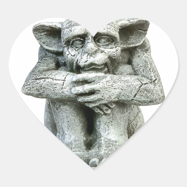 Gargoyle Sticker Hjärtformat Klistermärke (Framsida)
