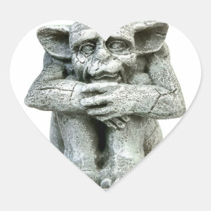 Gargoyle Sticker Hjärtformat Klistermärke