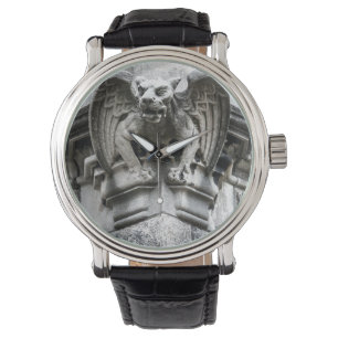 Gargoyle Vintage Leather Strap Black Watch Armbandsur