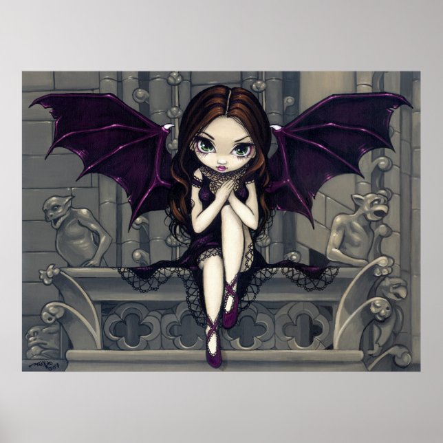 Gargoyles of Notre Dame gothic Fairy Art Print Poster (Framsidan)