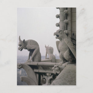 Gargoyles på balustraden av det stort vykort