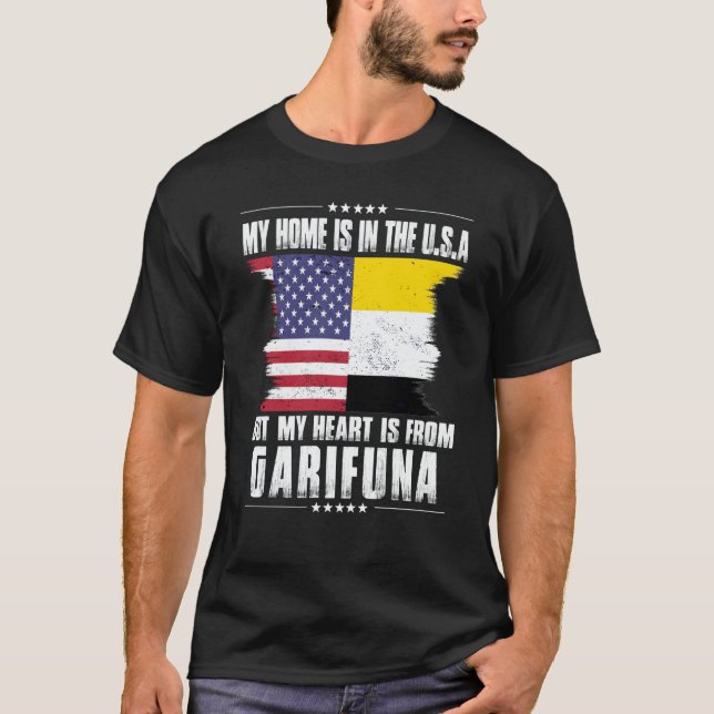 Garifuna American Patriot Grown Proud Home Heart U T Shirt (Framsida)
