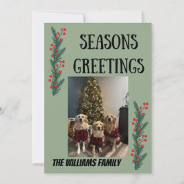 Garland and Berries Happy Holidays Card Julkort