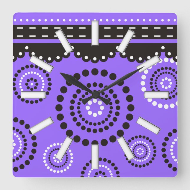 Garland ARTdeco svartvit + rygg från färg Fyrkantig Klocka (Framsida)