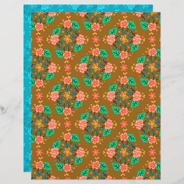 Garland Brown Scrapbook Papper (Fram/baksida)