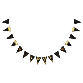Garland Flagga Banner, Black and Guld ’Kärlek’