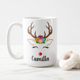 Garland för blommigt av julrenar kaffemugg