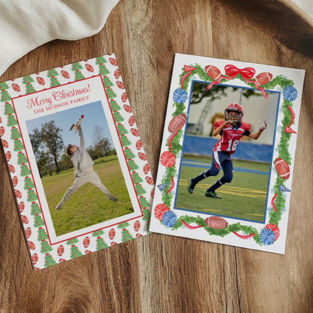 Garland Photo Watercolor jul-fotboll Julkort (Skapare uppladdad)