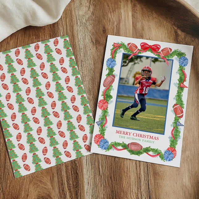 Garland Photo Watercolor jul-fotboll Julkort (Skapare uppladdad)