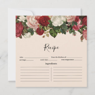 Garland Recipe Card Vinta för Burgundy och Rosa Bl