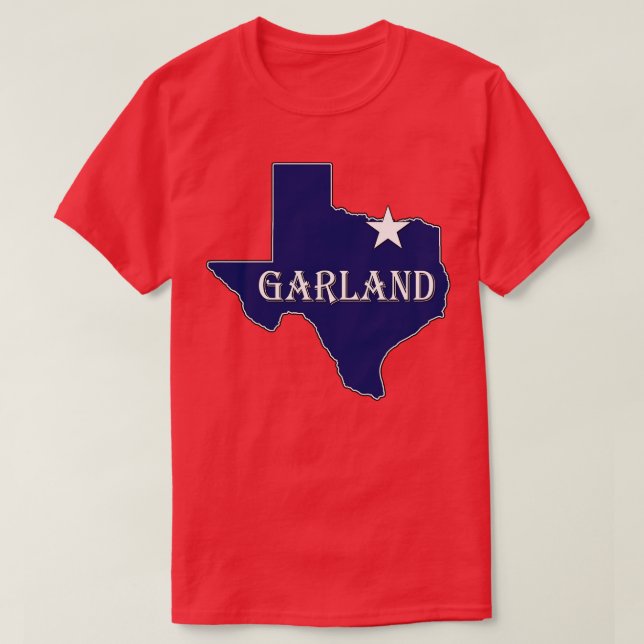 Garland Texas Lone State Karta TX City Navy Blue T Shirt (Design framsida)