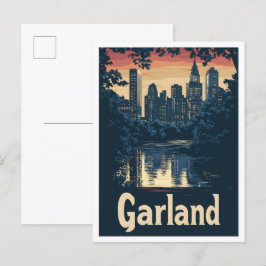 Garland Texas USA Art Vintage resor Illustration Vykort