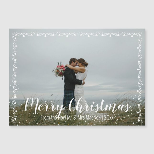 Garland Trimmed Helgdag Photo 5 x 7 Magnetic Card (Framsida)