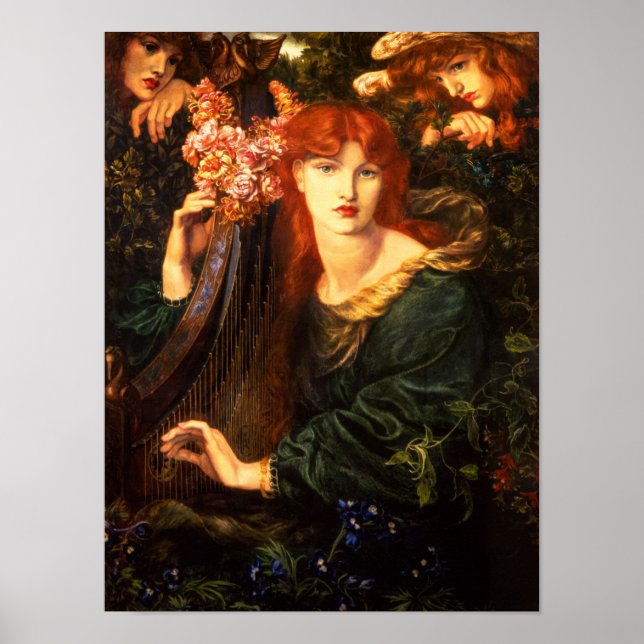 Garlandade Woman av Dante Gabriel Rossetti Poster (Framsidan)