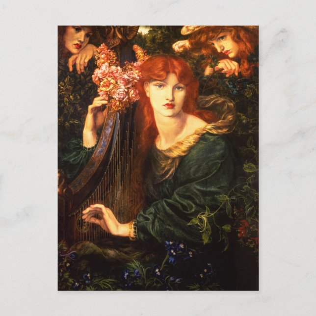 Garlandade Woman av Dante Gabriel Rossetti Vykort (Framsida)