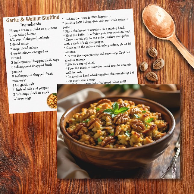 Garlic and Walnut Stuffing Recipe Card Vykort (Skapare uppladdad)