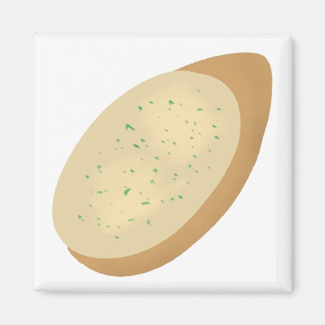 Garlic Bröd Skiva Mat Matlagningspresent Magnet (Framsidan)