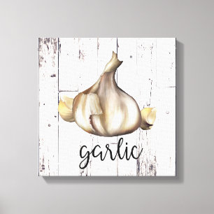 GARLIC SPICE White Wood Rustic Farmhouse Kitchen Canvastryck