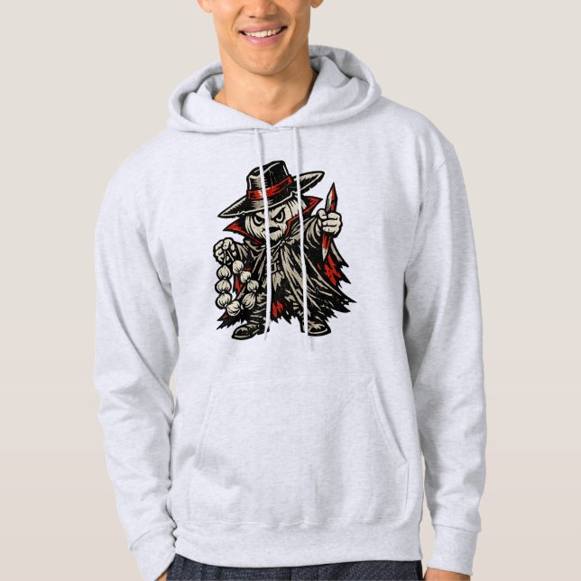 Garlic Vampire Hunter — Halloween Warrior Retro  Hoodie (Framsida)
