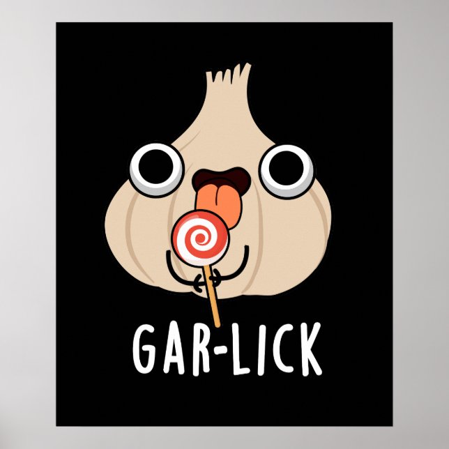 Garlick Funny Vitlic Herb Pun Mörk BG Poster (Framsidan)