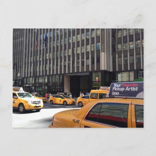 Garment District Taxi Gult Cab New York City NYC Vykort (Framsida)