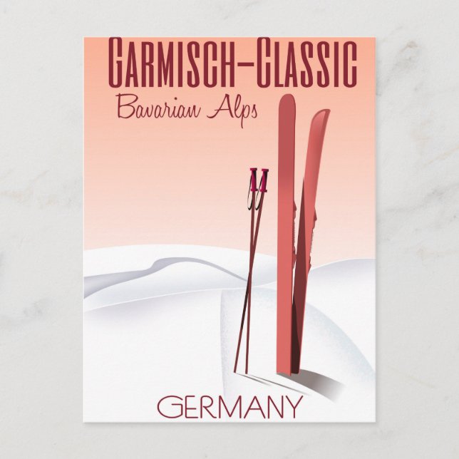 Garmisch Classic,Bayerska Alpernor Ski poster Vykort (Framsida)