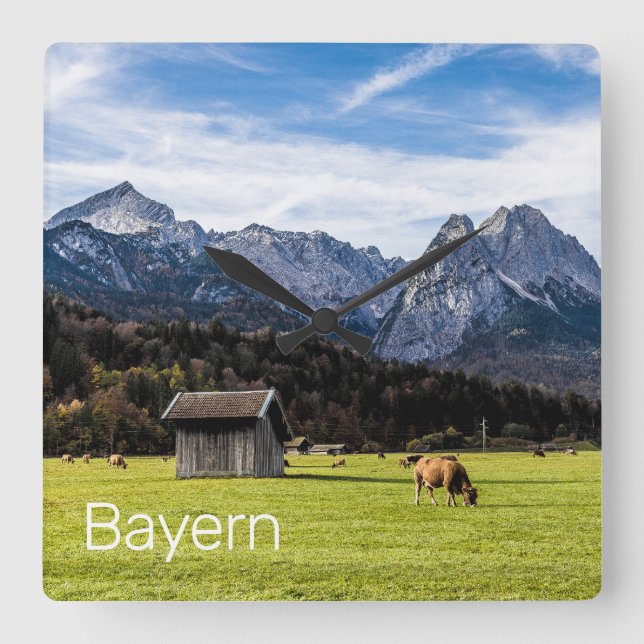 Garmisch Partenkirchen Alpernas Bavaria Tyskland Fyrkantig Klocka (Framsida)