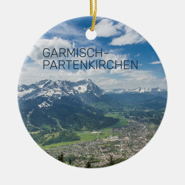 Garmisch-Partenkirchen Bavaria Alpernas Panorama G Julgransprydnad Keramik (Framsidan)