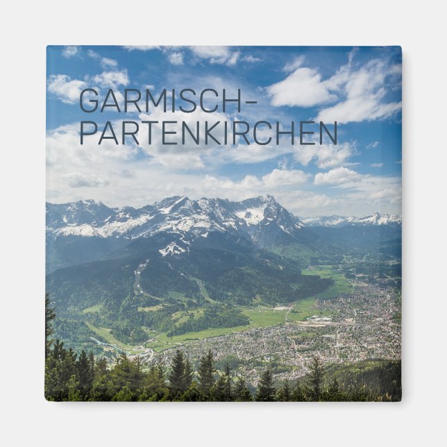 Garmisch-Partenkirchen Bavaria Alpernas Panorama G Magnet (Framsidan)