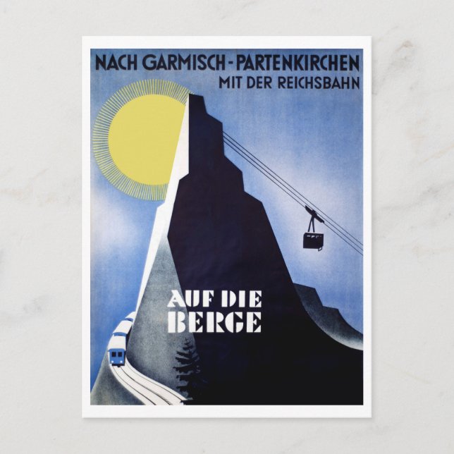Garmisch Partenkirchen-kabelbil. Bergtopp Vykort (Framsida)