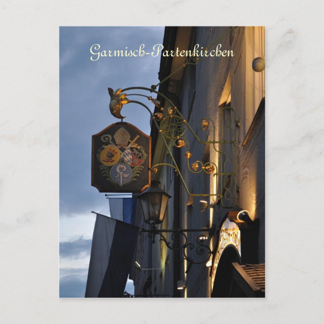 Garmisch-Partenkirchen på nattvykort Vykort (Framsida)