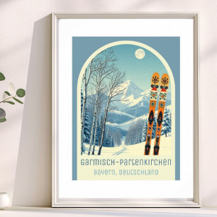 Garmisch-Partenkirchen Tyskland Deutschland skidåk Poster