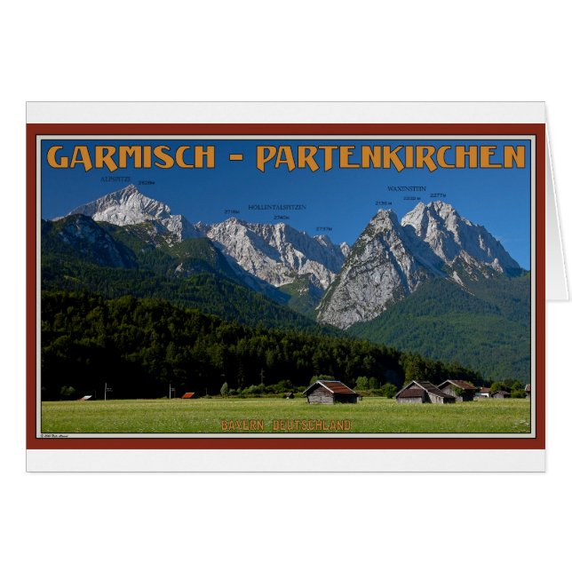 Garmisch - Zugspitze och Alpspitze Hälsningskort (Framsidan Horizontal)