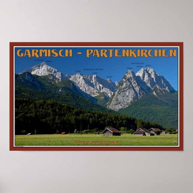 Garmisch - Zugspitze och Alpspitze Poster (Framsidan)